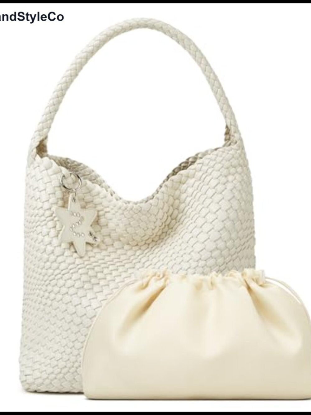 Women's Vegan Leather Woven Tote Bag Shoulder Hobo Handbag